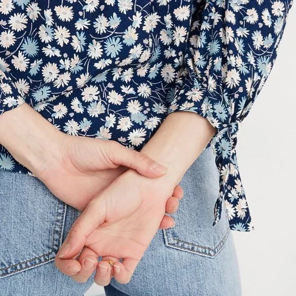 Tie-Sleeve Button-Down Top in French Floral - Picture 4 of 10